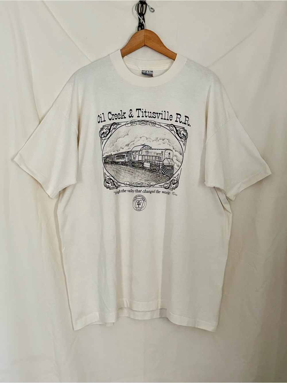 vintage 80s oil Creek & Titusville Railroad XXL Single Stitch
